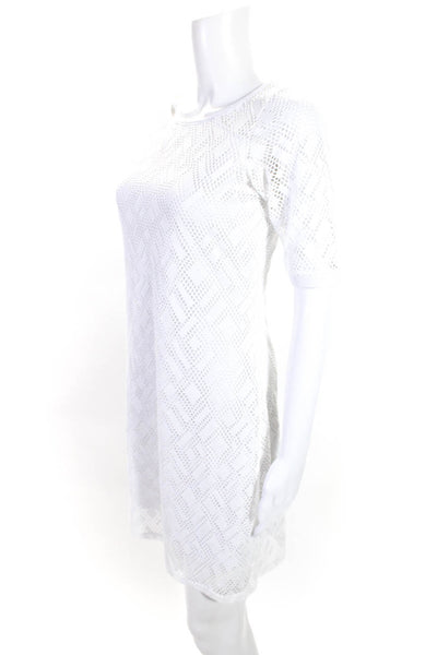 Papillon Blanc Women's Crewneck Short Sleeves Mesh Mini T-Shirt Dress White S