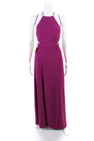 Fame and Partners Women's Tie Strap Open Back Front Slit Maxi Dress Pink Size 0