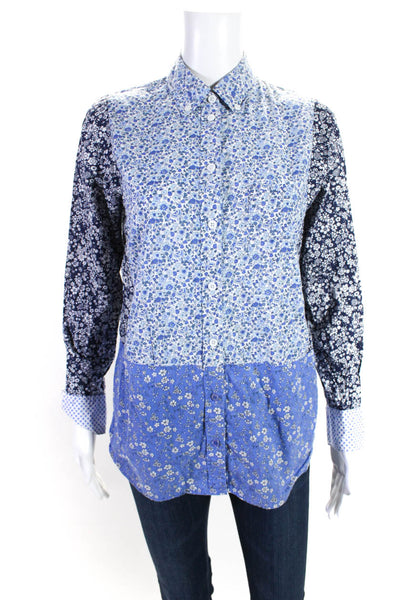 Equipment Femme Women's Floral Print Button Down Shirt Blue Size XS