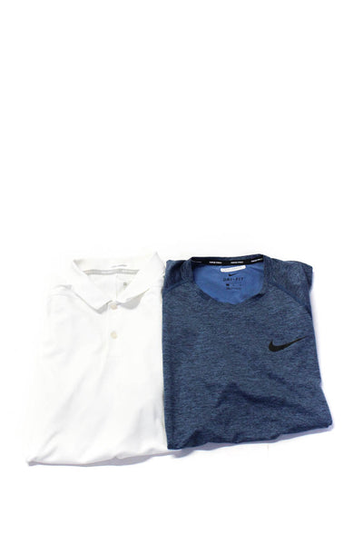 Nike Golf Men's Collar Short Sleeves Polo Shirt White Blue Size M Lot 2