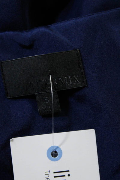 Intermix Women's V-Neck Long Sleeves Drop Waist Mini Dress Navy Blue Size S