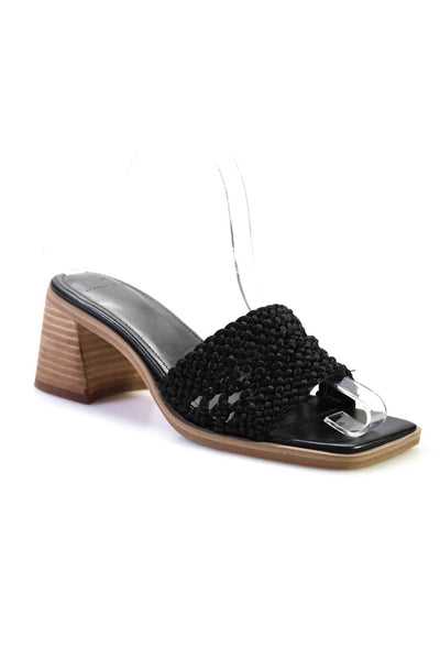 Marc Fisher Women's Slip On Peep Toe Crochet Block Heels Black Size 6.5