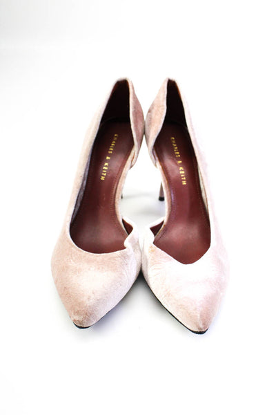 Charles & Keith Womens Pointed Toe Velvet D'orsay Pumps Light Pink Size 37 7