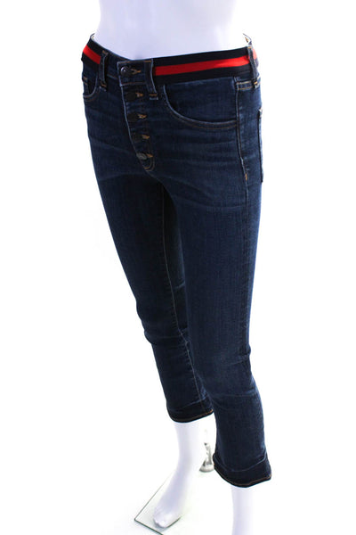Veronica Beard Women's High Rise Button Up Bootcut Denim Jeans Blue Size 24