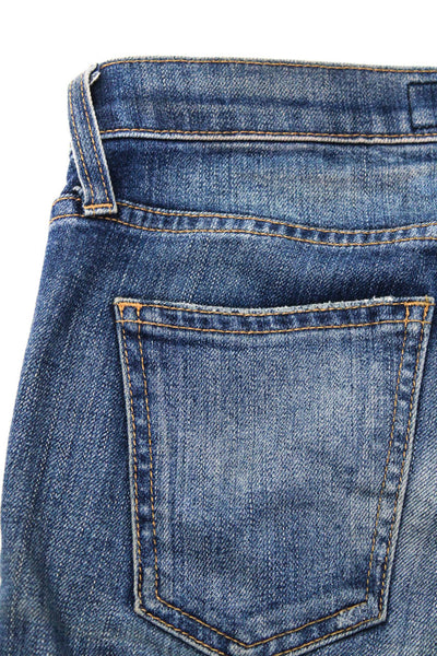 Current/Elliott Womens Cotton Mid-Rise Distressed Skinny Leg Jeans Blue Size 24
