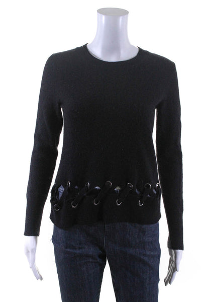 White + Warren Womens Cashmere Crewneck Long Sleeve Knit Sweater Black Size XS