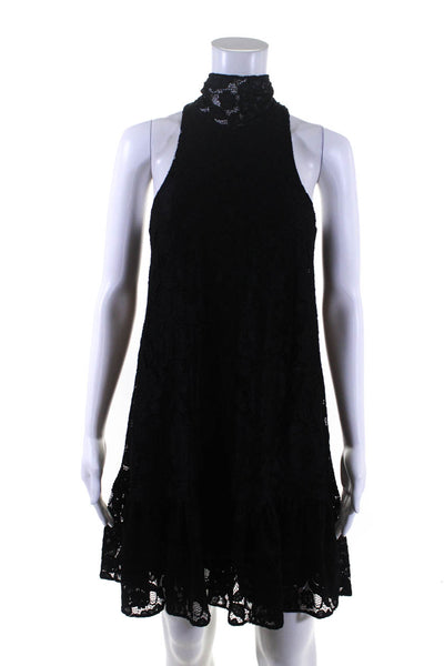 Likely Womens Floral Embroidered Lace Sleeveless Drop Waist Dress Black Size 0