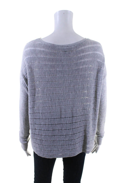 Eileen Fisher Womens LOng Sleeve Scoop Neck Thin Knit Sweater Gray Size Small