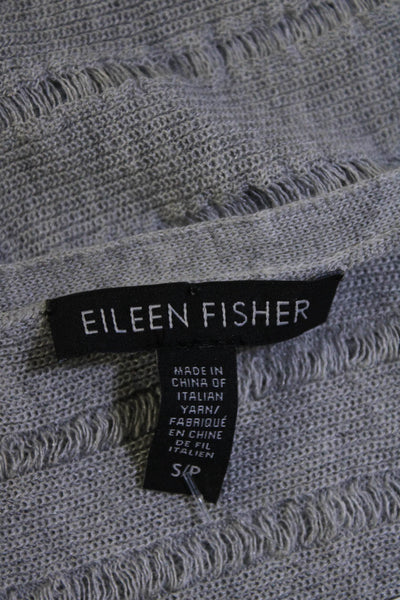 Eileen Fisher Womens LOng Sleeve Scoop Neck Thin Knit Sweater Gray Size Small