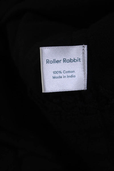 Roller Rabbit Women's V-Neck Sleeveless Embroider Mini Shift Dress Black Size S