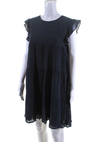 La Ven Women's Round Neck Sleeveless Empire Waist Mini Dress Black Size S