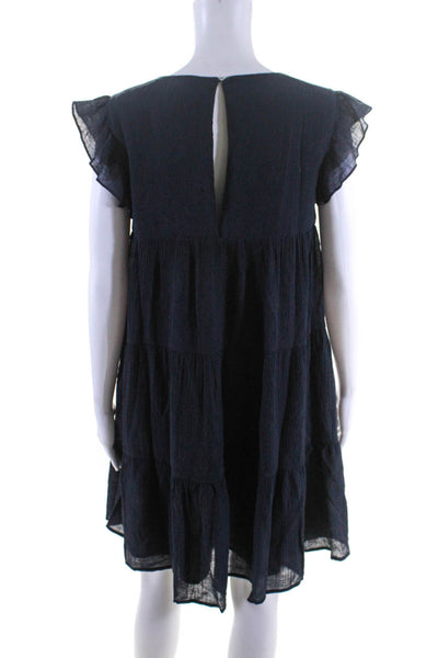 La Ven Women's Round Neck Sleeveless Empire Waist Mini Dress Black Size S