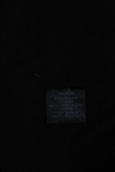 Erro Womens Leather Notched Lapel 3/4 Sleeve Motorcycle Jacket Black Size M