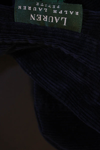 Lauren Ralph Lauren Petite Womens Corduroy Zippered Jacket Navy Blue Size P/M