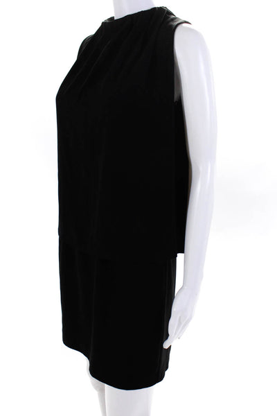 Cynthia Steffe Women's Round Neck Sleeveless Midi Shift Dress Black Size 4