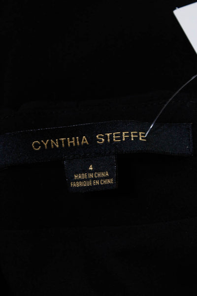 Cynthia Steffe Women's Round Neck Sleeveless Midi Shift Dress Black Size 4