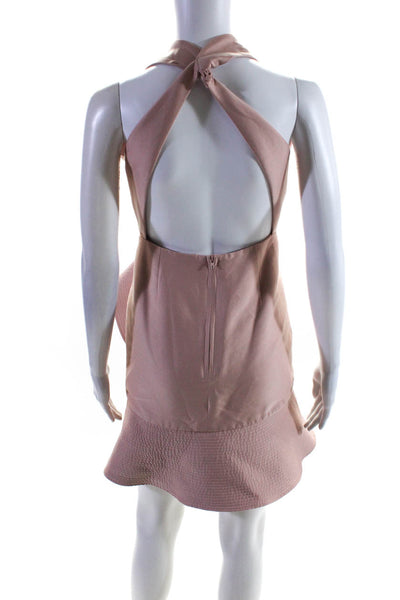 C/MEO Collective Womens Open Back Quilted Ruffled Mini Dress Pale Pink Size 2XS