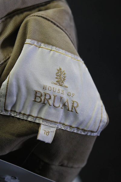 House Of Bruar Womens Long Sleeve Khaki Twill Belted Shirt Dress Beige Size 18
