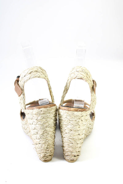 Belle Sigerson Morrison Womens Platform Ankle Strap Raffia Sandals White Size 7