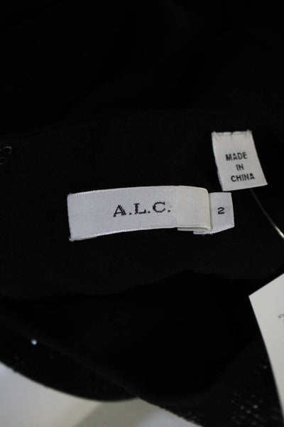 ALC Women's Embellished Sleeveless Crewneck Tank Top Blouse Black Size 2