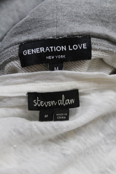 Steven Alan Generation Love Womens Tee Shirt Hoodie White Size Medium Lot 2