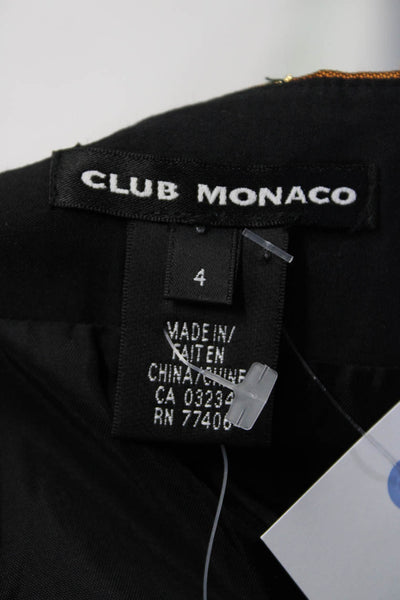 Club Monaco Womens Brown Metallic Paisley Print Lined Midi A-Line Size 4