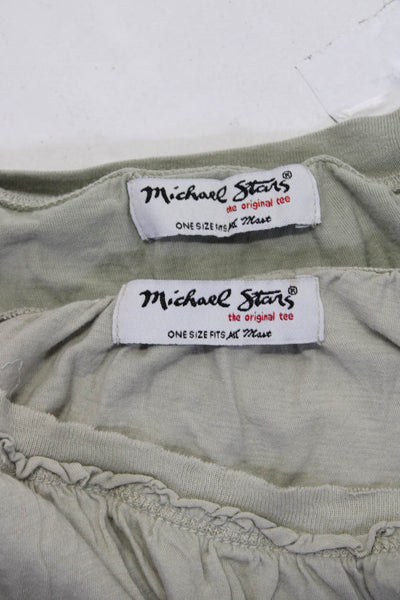 Michael Stars Womens Cotton Short Sleeve Shirts Tops Green Gray Size OSFM Lot 2