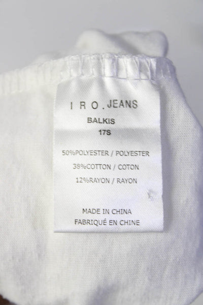 IRO Jeans Womens Cut Out Split Short Sleeve Boat Neck Shirt Top White Size M