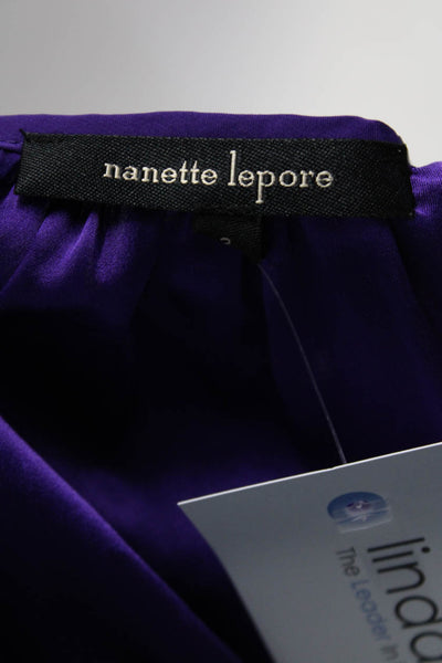 Nanette Lepore Womens Silk Beaded Paisley Print Long Sleeve Blouse Purple Size 2