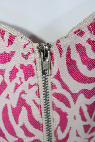 Maggy London Women's Sleeveless V-neck Abstract Zip Up Mini Pencil Dress Pink 8