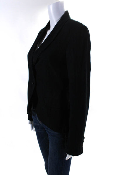 Paper Denim + Cloth Womens Pinstriped Blazer Jacket Black Cotton Size 2