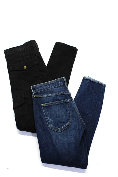 Current/Elliott AMO Womens Cargo Vixen Jeans Black Blue Size 24 25 Lot 2