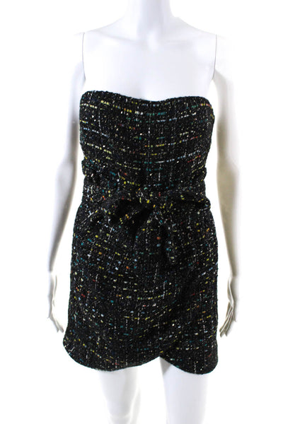 Lovers + Friends Womens Strapless Sequin Tweed Belted Dress Black Size Small