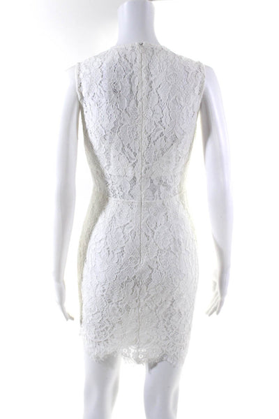 Superdown Womens Back Zip Crew Neck Lace Overlay Dress White Size Small
