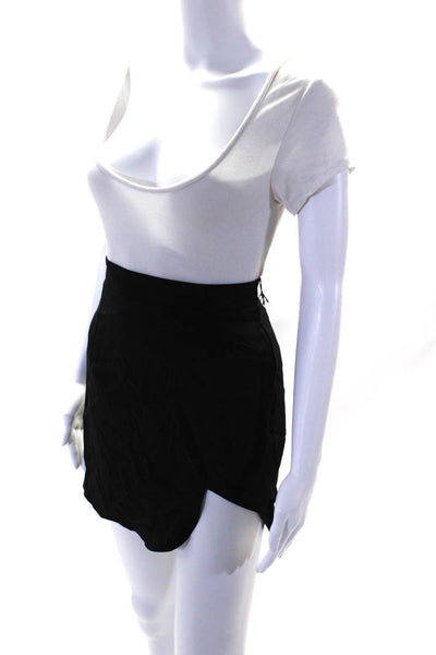 Superdown Women's Front Slit Lace Hem Mini Pencil Skirt Black Size S