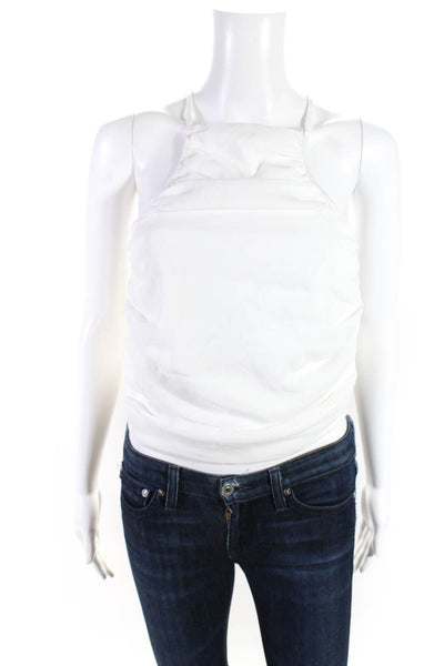 Camila Coelho Women's Sleeveless Open Back Strappy Halter Top White Size S