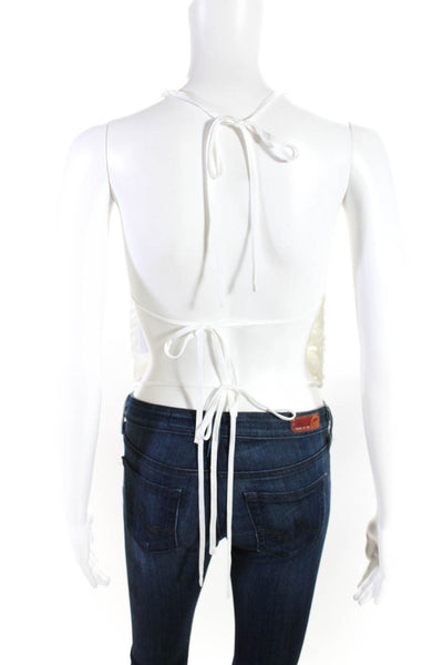 Camila Coelho Women's Sleeveless Open Back Strappy Halter Top White Size S