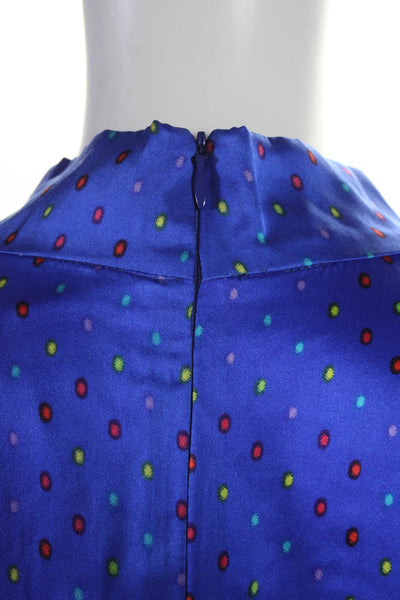 Nanette Lepore Womens Silk Cut-Out Spotted Print Back Zipped Blouse Blue Size 12