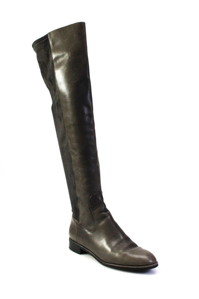 Via Spiga Womens Leather Suede Colorblock Print Knee High Boots Gray Size 8.5