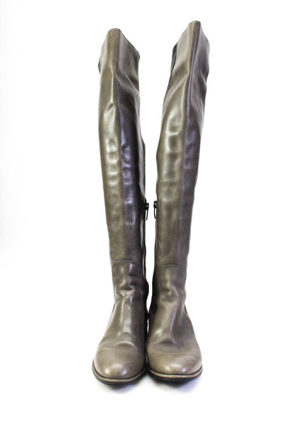 Via Spiga Womens Leather Suede Colorblock Print Knee High Boots Gray Size 8.5