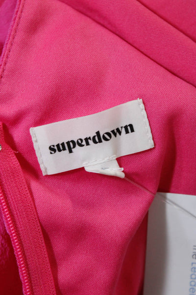 Superdown Womens Spaghetti Strap V-Neck Drawstring Zip Up Romper Pink Size S