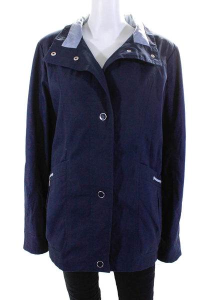 Mackintosh Women's Collared Button Up Long Sleeve Rain Coat Blue Size S