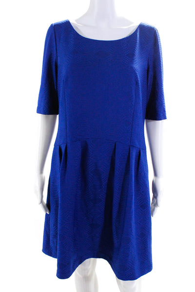Phoebe Couture Geometric Pleated A Line Half Sleeve Dress Womens Blue Size 14