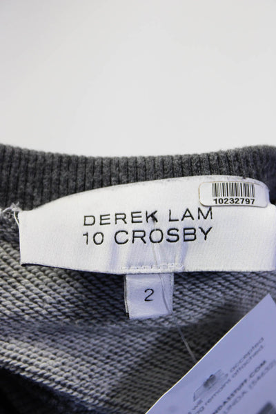 10 Crosby Derek Lam Womens Pinstripe Terry V Neck Sweatshirt Black Gray Size 2