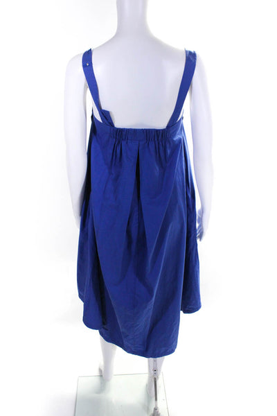 Elk Womens Square Neck Sleeveless Poplin Midi Shift Dress Blue Size 2
