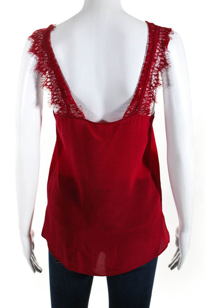 Cami Women's Silk V-Neck Lace Straps Camisole Tank Top Red Size XS