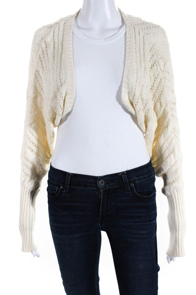 BCBGMAXARIA Women's Open Front Long Sleeve Sweater Cardigan Beige Size XS
