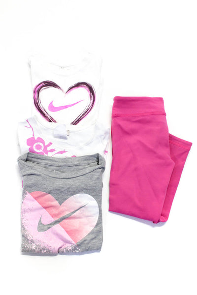 Nike Ivivva Floriane Girls Tee Shirts Leggings Gray White Pink Size 6 8 Lot 4