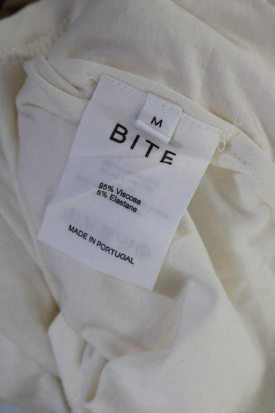 Bite Women's Short Sleeve Seamless Crew Neck Top  White Size M