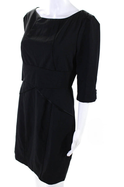 Cynthia Steffe Womens A-Line Boat Neck Three Quarter Sleeve Dress Black Size 8